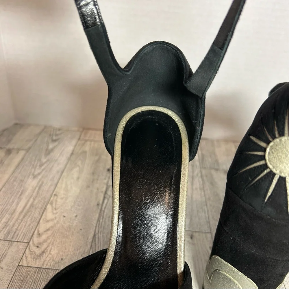 Hermes Tournis wedge sandals black celestial witch Halloween size 38 RARE - Picture 15 of 16